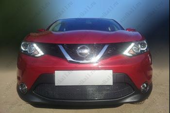 759 р. Зимняя заглушка решетки радиатора (с парктроником) Стрелка11  Nissan Qashqai  2 (2013-2019) J11 дорестайлинг (черная)  с доставкой в г. Керчь. Увеличить фотографию 2