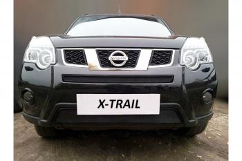 759 р. Зимняя заглушка решетки радиатора (низ) Стрелка11  Nissan X-trail  2 T31 (2010-2015) рестайлинг (черная)  с доставкой в г. Керчь. Увеличить фотографию 2