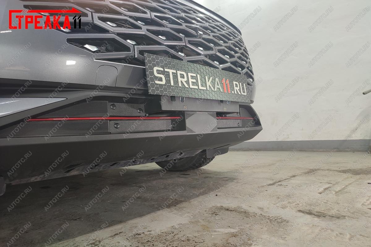 1 099 р. Зимняя заглушка решетки радиатора (4 части) Стрелка11  Omoda C5 (2021-2025) (черная)  с доставкой в г. Керчь