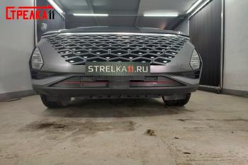 1 099 р. Зимняя заглушка решетки радиатора (4 части) Стрелка11  Omoda C5 (2021-2025) (черная)  с доставкой в г. Керчь. Увеличить фотографию 2