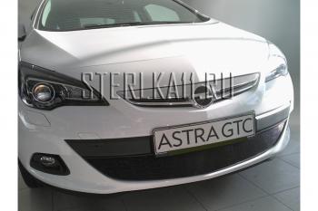 759 р. Зимняя заглушка решетки радиатора Стрелка11 Opel Astra J GTC (2011-2018) (черная)  с доставкой в г. Керчь. Увеличить фотографию 2