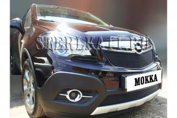 759 р. Зимняя заглушка решетки радиатора (низ) Стрелка11  Opel Mokka (2012-2016)  дорестайлинг (черная)  с доставкой в г. Керчь. Увеличить фотографию 2