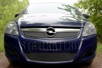 Зимняя заглушка решетки радиатора (низ) Стрелка11 Opel Zafira В рестайлинг (2007-2015) (черная)