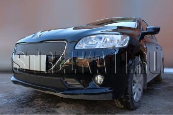 Зимняя заглушка решетки радиатора (верх) Стрелка11 Peugeot 301 (2012-2017) (черная)