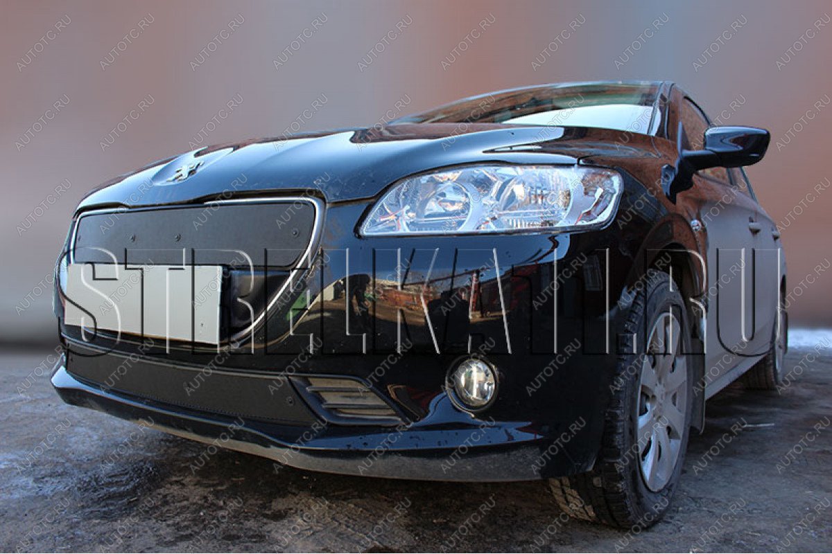 759 р. Зимняя заглушка решетки радиатора (низ) Стрелка11 Peugeot 301 (2012-2017) (черная)  с доставкой в г. Керчь