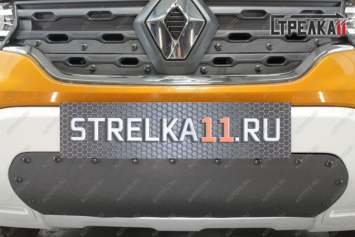 1 099 р. Зимняя заглушка решетки радиатора (низ) Стрелка11 Renault Duster HM рестайлинг (2021-2024) (черная)  с доставкой в г. Керчь