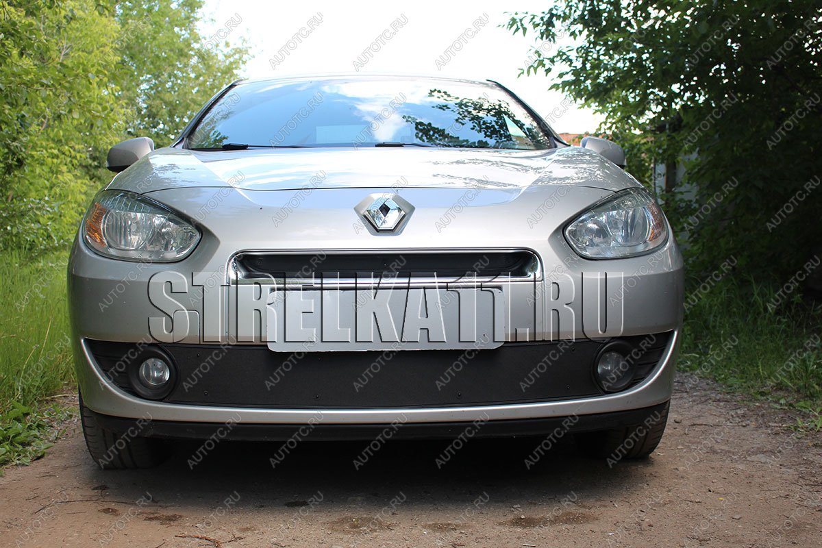 759 р. Зимняя заглушка решетки радиатора (низ) Стрелка11  Renault Fluence (2010-2012) дорестайлинг (черная)  с доставкой в г. Керчь