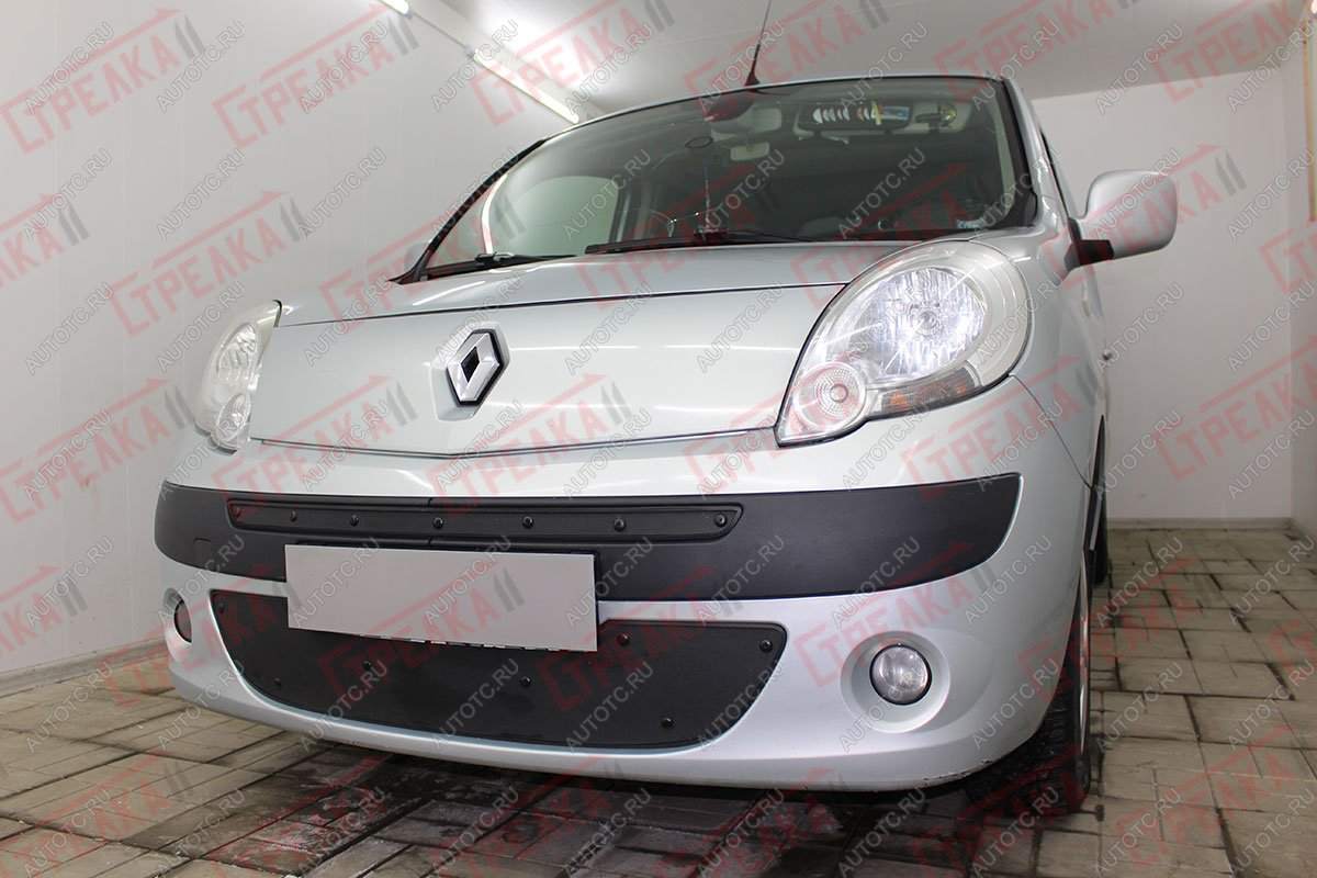 759 р. Зимняя заглушка решетки радиатора (низ) Стрелка11  Renault Kangoo  KW0 (2008-2013) дорестайлинг (черная)  с доставкой в г. Керчь