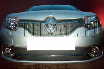 Зимняя заглушка решетки радиатора (Privilege, Luxe Privilege) (низ) Стрелка11 Renault Logan 2 дорестайлинг (2014-2018) (черная)