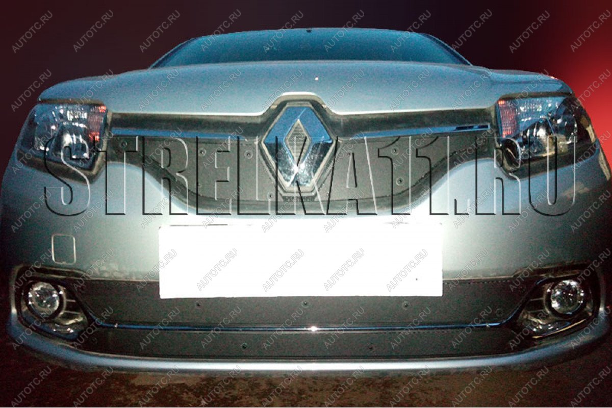 759 р. Зимняя заглушка решетки радиатора (Privilege, Luxe Privilege) (низ) Стрелка11 Renault Logan 2 дорестайлинг (2014-2018) (черная)  с доставкой в г. Керчь