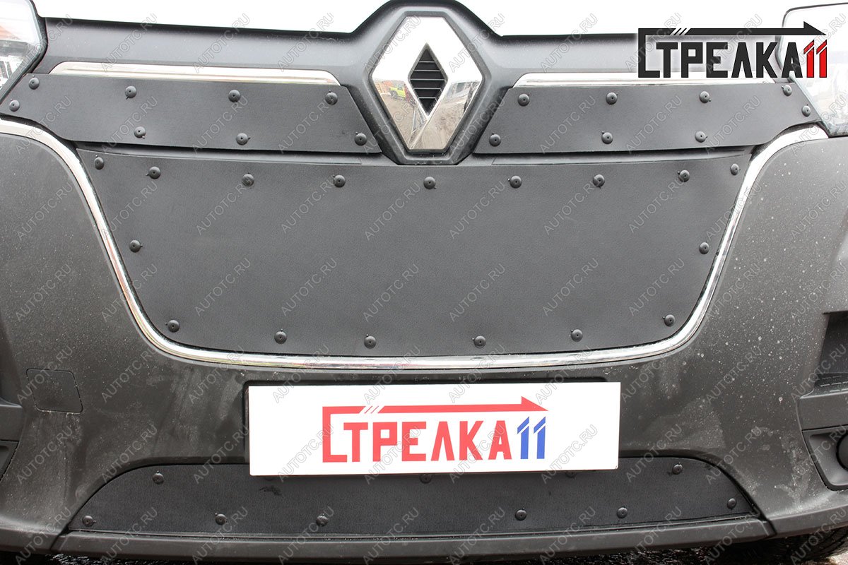 759 р. Зимняя заглушка решетки радиатора (низ) Стрелка11  Renault Master  FV,JV (2019-2025) фургон 2-ой рестайлинг (черная)  с доставкой в г. Керчь