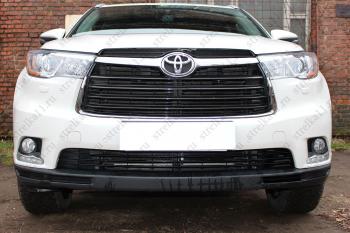 759 р. Зимняя заглушка решетки радиатора (низ) Стрелка11 Toyota Highlander XU50 дорестайлинг (2013-2017) (черная)  с доставкой в г. Керчь. Увеличить фотографию 2