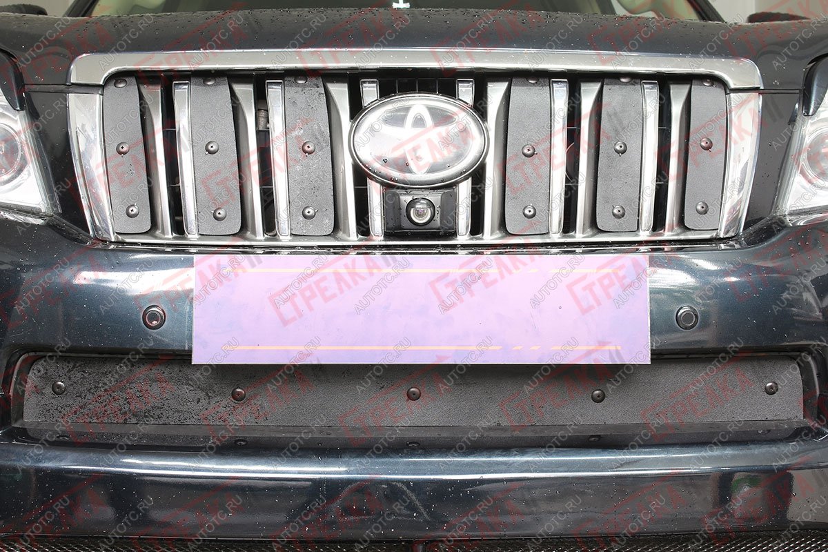 1 199 р. Зимняя заглушка решетки радиатора (верх, 6 частей) Стрелка11 Toyota Land Cruiser Prado J150 дорестайлинг (2009-2013) (черная)  с доставкой в г. Керчь