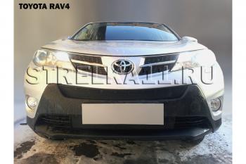 759 р. Зимняя заглушка решетки радиатора (низ) (Стандарт) Стрелка11 Toyota RAV4 XA40 5 дв. дорестайлинг (2012-2015) (черная)  с доставкой в г. Керчь. Увеличить фотографию 2