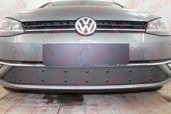 Зимняя заглушка решетки радиатора Стрелка11 Volkswagen Golf 7 рестайлинг, хэтчбэк 5 дв. (2017-2020) (черная)