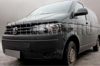 Зимняя заглушка решетки радиатора Стрелка11 Volkswagen Multivan T5 рестайлинг (2009-2015) (черная)