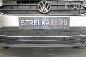 Зимняя заглушка решетки радиатора (низ) Стрелка11 Volkswagen Tiguan  Mk2 (2020-2022) рестайлинг (черная)