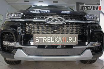 Зимняя защита на стяжке (низ) Стрелка11 Chery Tiggo 8 (T18) рестайлинг (2019-2025) (черная)