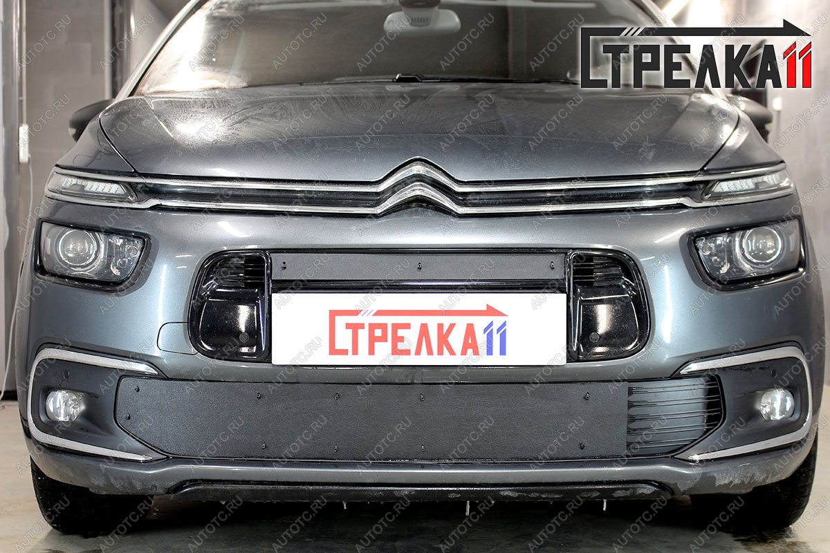 1 939 р. Зимняя защита на стяжке (низ) Стрелка11 CITROEN C4 Grand Picasso U рестайлинг (2016-2018) (черная)  с доставкой в г. Керчь