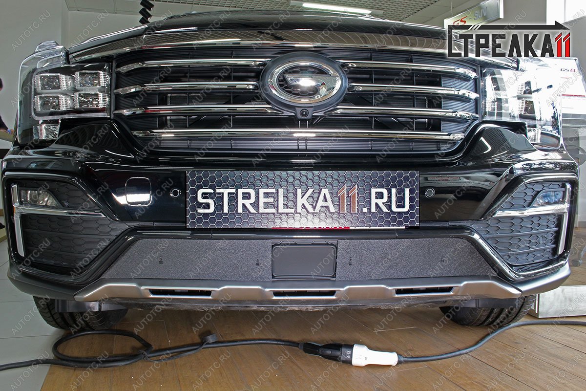 1 439 р. Зимняя защита на стяжке (GT)(низ с датчиком ACC)(низ) Стрелка11  GAC GS8 (2016-2023) (черная)  с доставкой в г. Керчь