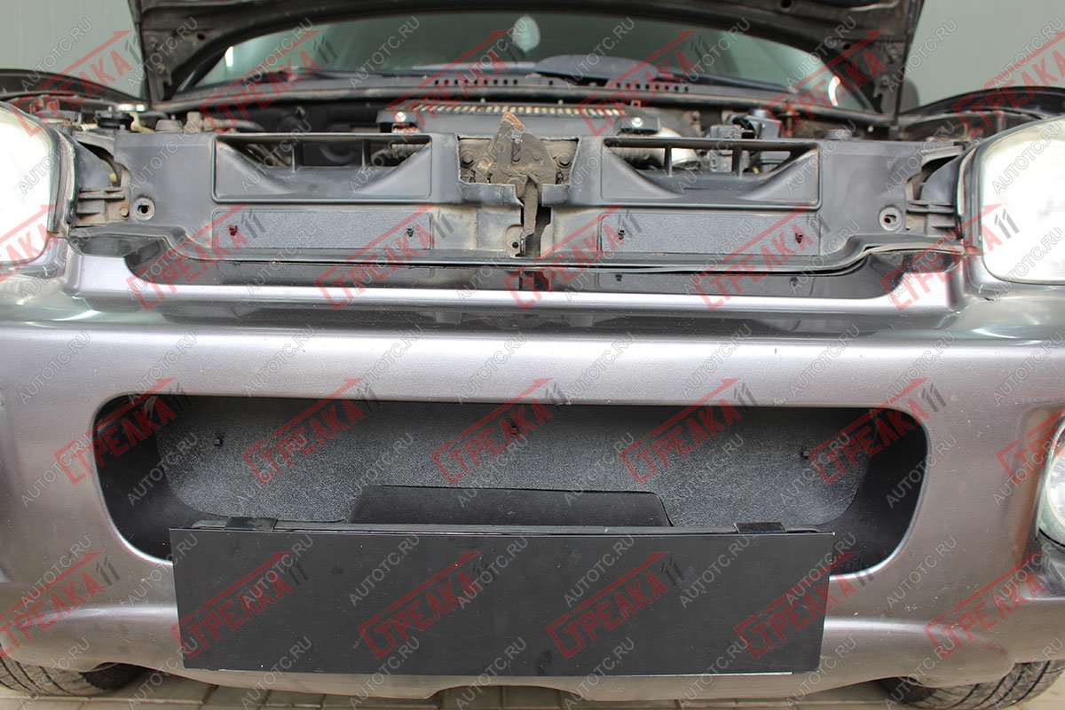 1 239 р. Зимняя защита на стяжке (низ) Стрелка11 Hyundai Santa Fe SM (2000-2012) (черная)  с доставкой в г. Керчь