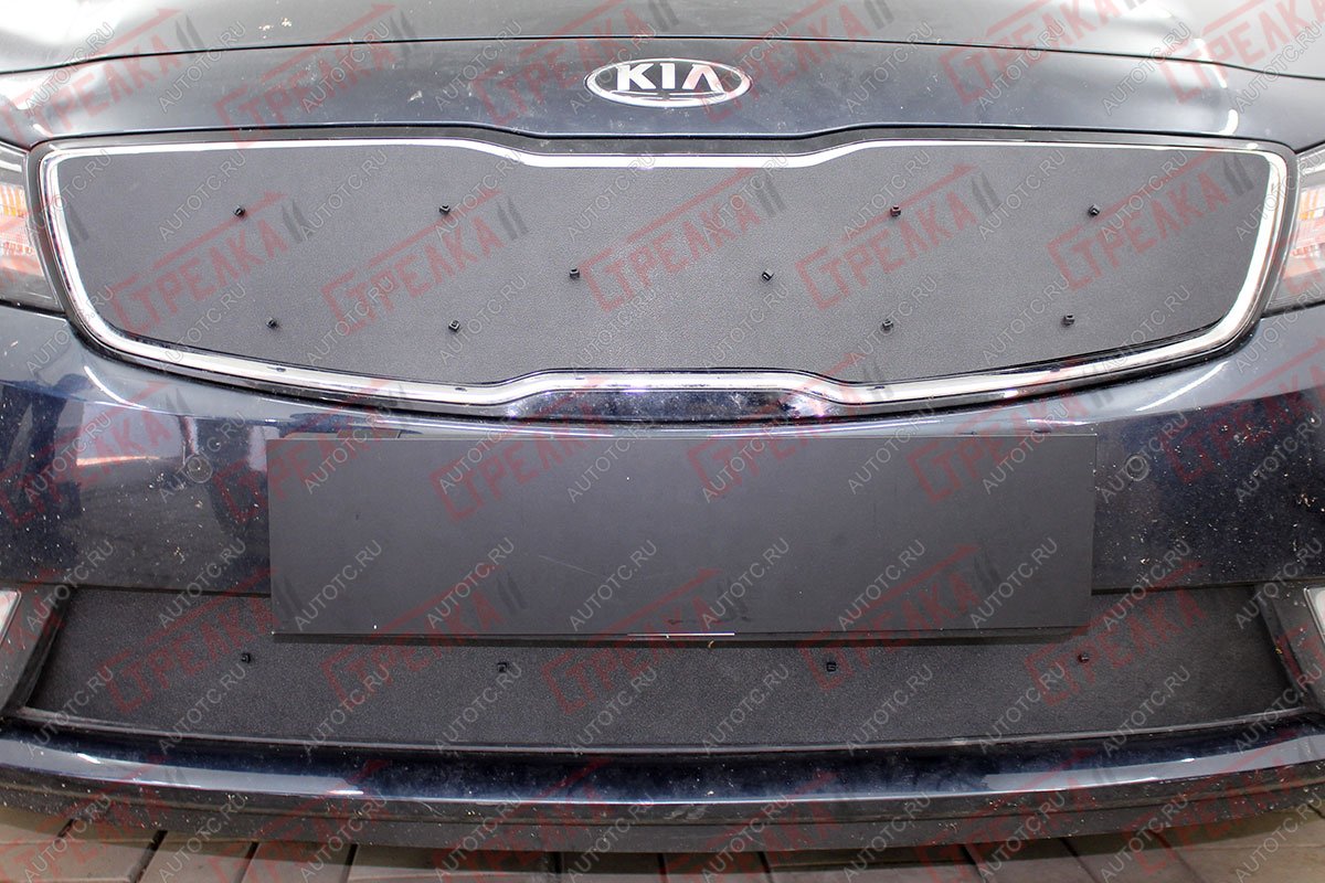 1 599 р. Зимняя защита на стяжке (верх) Стрелка11  KIA Cerato  3 YD (2016-2019) рестайлинг седан (черная)  с доставкой в г. Керчь
