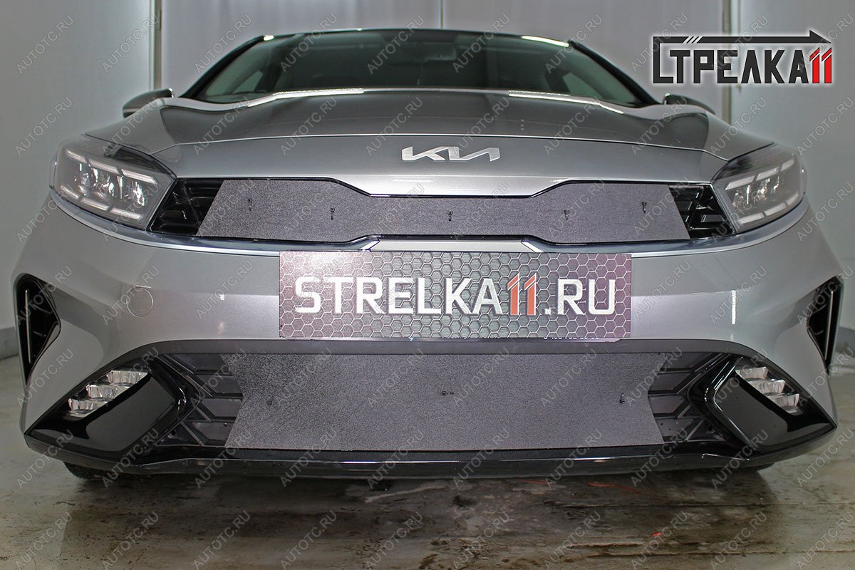 1 439 р. Зимняя защита на стяжке (верх) Стрелка11  KIA Cerato  4 BD (2021-2025) рестайлинг седан (черная)  с доставкой в г. Керчь