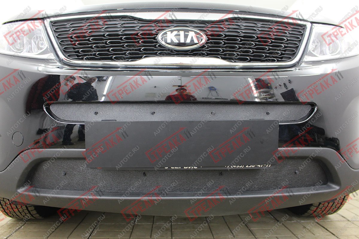 1 489 р. Зимняя защита на стяжке (низ) Стрелка11 KIA Sorento XM рестайлинг (2012-2015) (черная)  с доставкой в г. Керчь