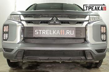 Зимняя защита на стяжке (средина) Стрелка11 Mitsubishi ASX (2019-2025) 3-ий рестайлинг (черная)