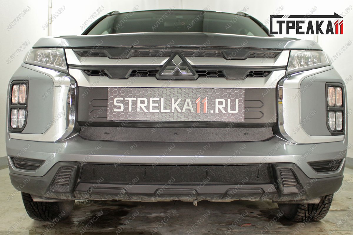 1 129 р. Зимняя защита на стяжке (средина) Стрелка11  Mitsubishi ASX (2019-2025) 3-ий рестайлинг (черная)  с доставкой в г. Керчь