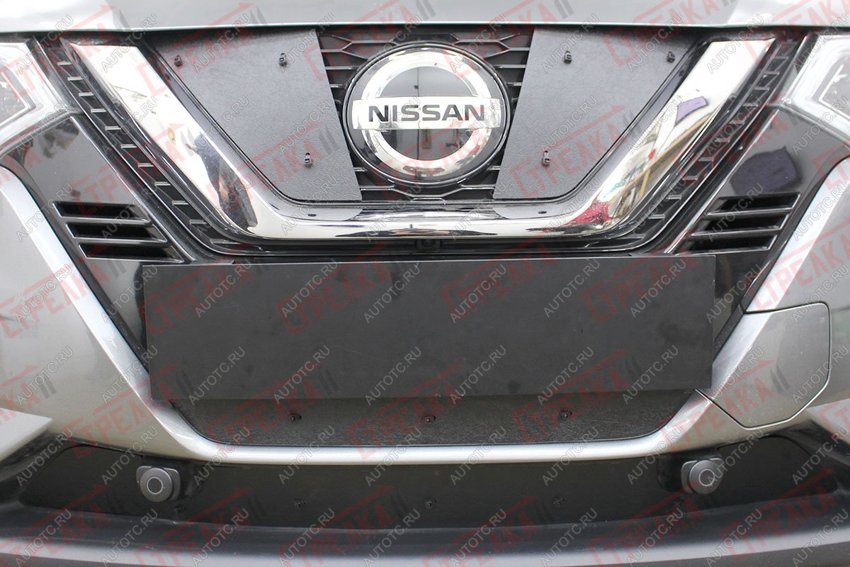 1 179 р. Зимняя защита на стяжке (верх) Стрелка11 Nissan Qashqai 2 J11 рестайлинг (2017-2022) (черная)  с доставкой в г. Керчь