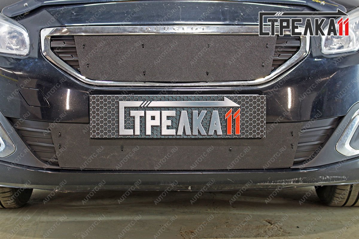 1 769 р. Зимняя защита на стяжке (верх) Стрелка11  Peugeot 408 (2015-2022) рестайлинг (черная)  с доставкой в г. Керчь