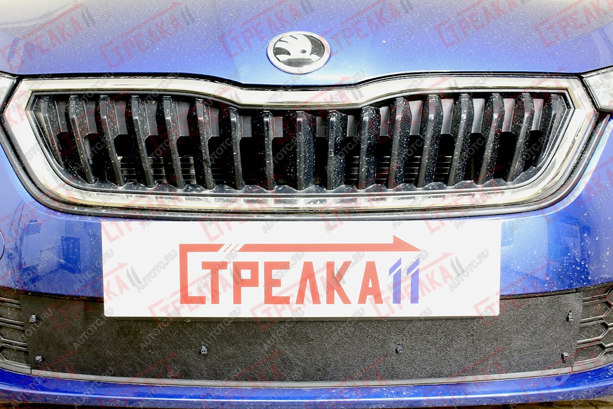 1 489 р. Зимняя защита на стяжке (низ) Стрелка11 Skoda Rapid MK2 (2019-2025) (черная)  с доставкой в г. Керчь