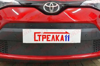 Зимняя защита на стяжке (верх) Стрелка11 Toyota C-HR  NGX10, ZGX10 (2019-2025) рестайлинг (черная)