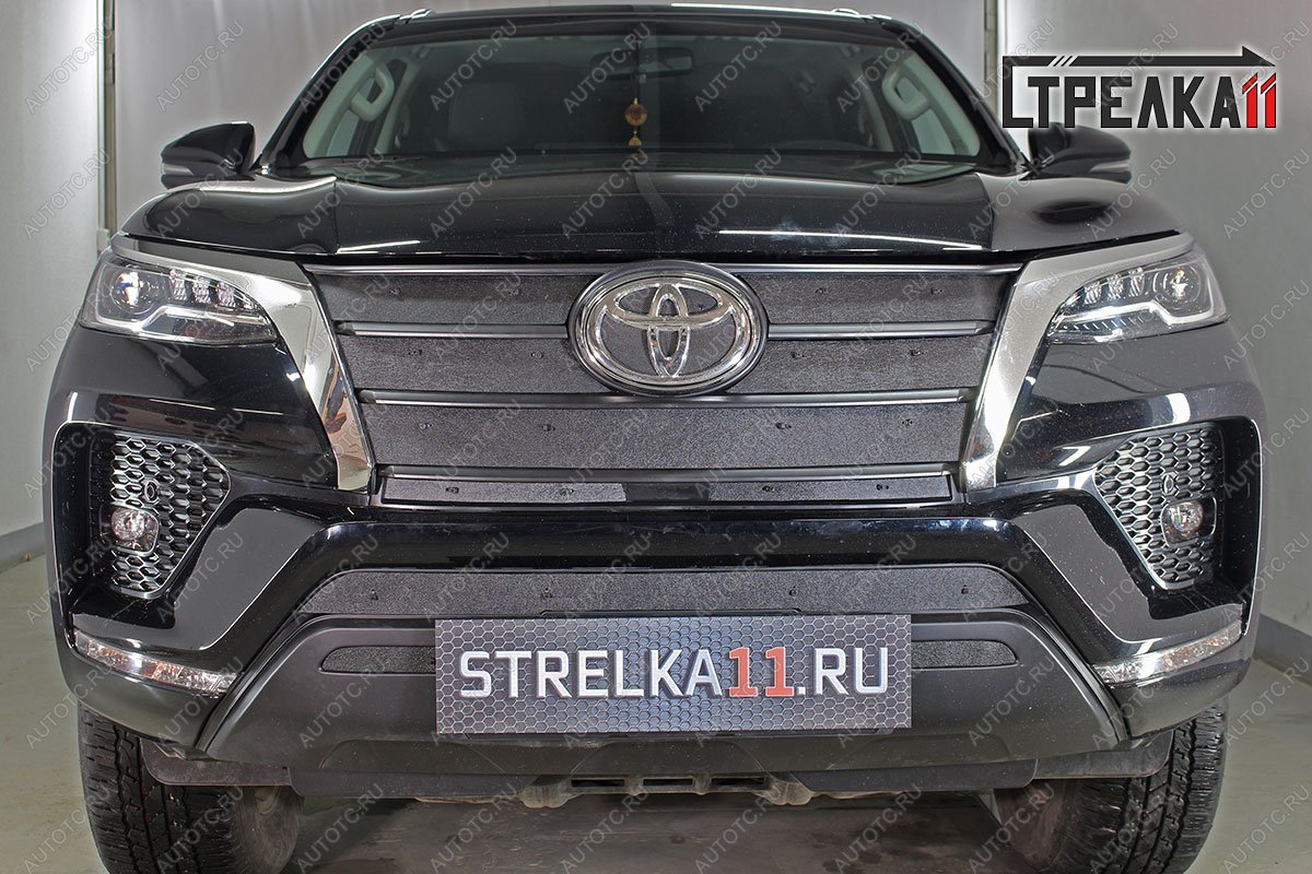 1 399 р. Зимняя защита на стяжке (низ 3 частей) Стрелка11  Toyota Fortuner  AN160 (2020-2025) рестайлинг (черная)  с доставкой в г. Керчь