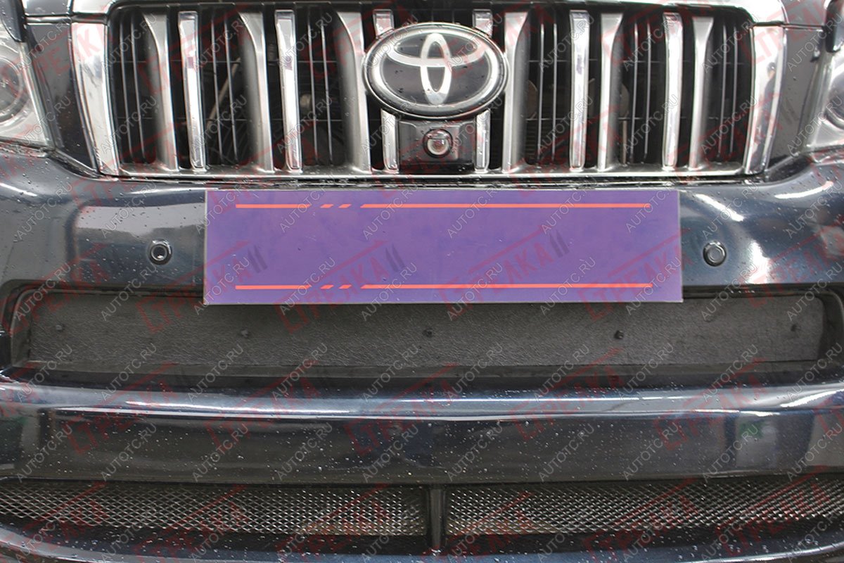 1 489 р. Зимняя защита на стяжке (низ) Стрелка11  Toyota Land Cruiser Prado  J150 (2009-2013) дорестайлинг (черная)  с доставкой в г. Керчь