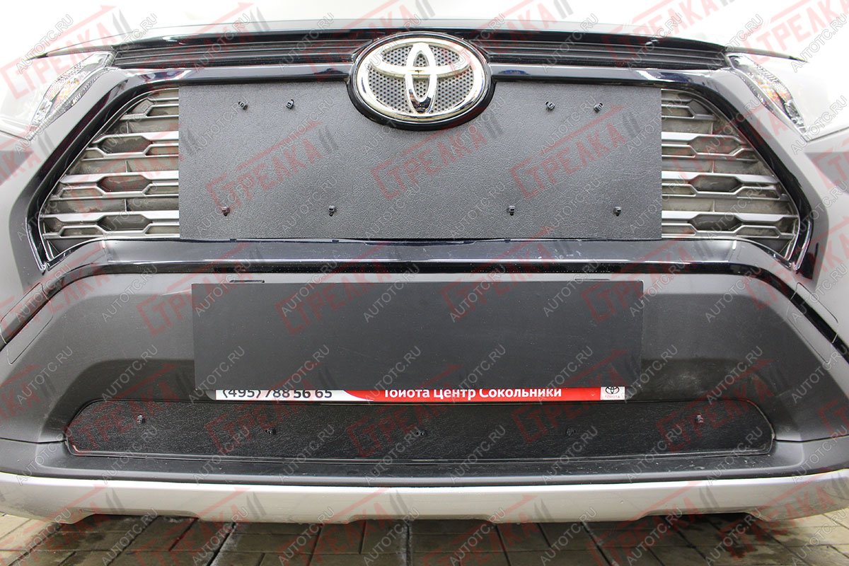 1 999 р. Зимняя защита на стяжке (верх) Стрелка11  Toyota RAV4  XA50 (2018-2025) 5 дв. дорестайлинг (черная)  с доставкой в г. Керчь