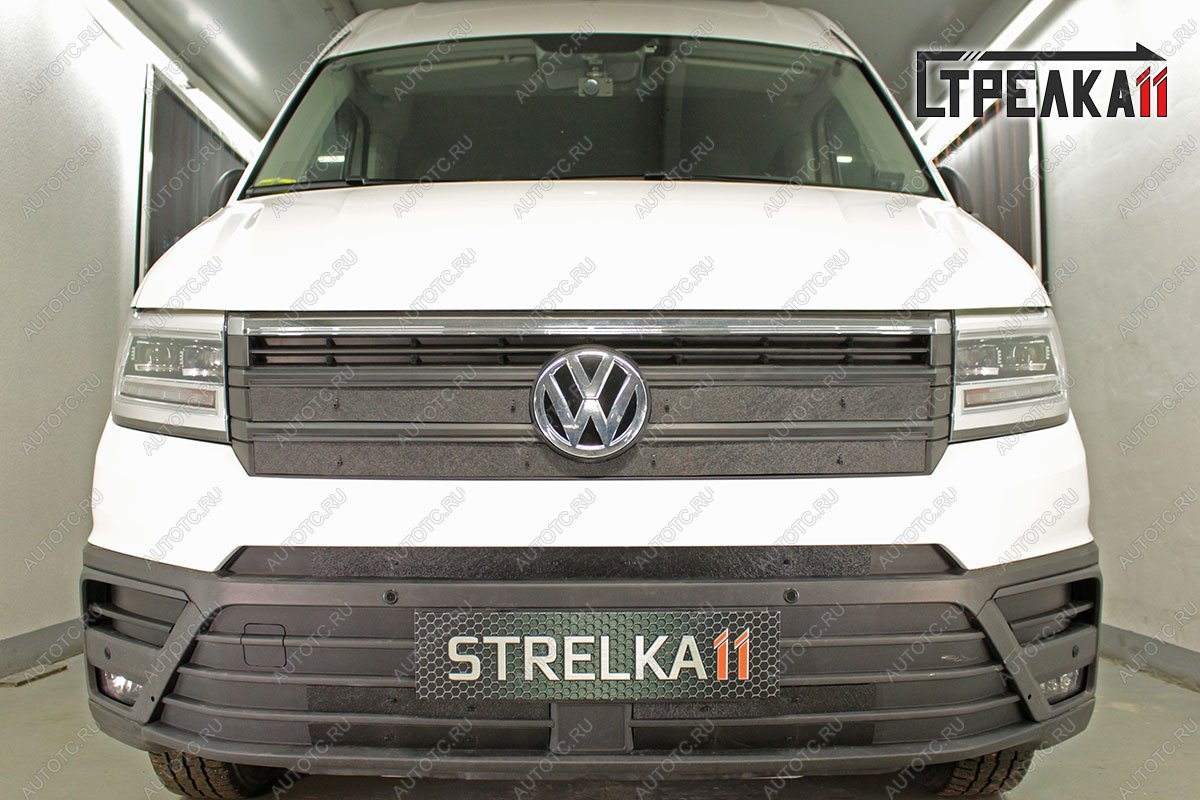 2 499 р. Зимняя защита на стяжке (низ 5 части) Стрелка11  Volkswagen Crafter  2 (2017-2025) (черная)  с доставкой в г. Керчь