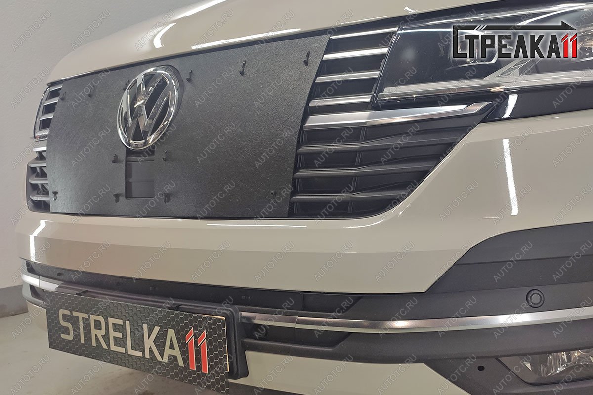 3 079 р. Зимняя защита на стяжке (верх) Стрелка11 Volkswagen Multivan T6.1 рестайлинг (2019-2025) (черная)  с доставкой в г. Керчь
