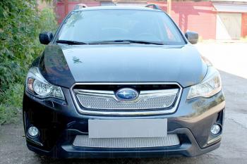 Защита радиатора (верх 2 части) Стрелка11 PREMIUM Subaru XV  GT/G24 (2017-2021) дорестайлинг (хром)
