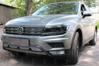8 999 р. Защита радиатора (низ с камерой) (Off-Road) Стрелка11 Премиум  Volkswagen Tiguan  Mk2 (2016-2020) дорестайлинг (хром)  с доставкой в г. Керчь. Увеличить фотографию 2
