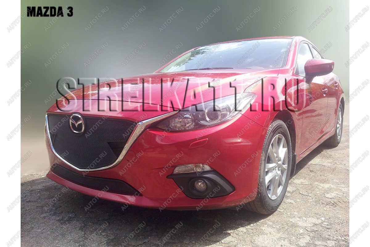799 р. Зимняя заглушка решетки радиатора (верх) Премиум Стрелка11 Mazda 3/Axela BM дорестайлинг, хэтчбэк (2013-2016) (черная)  с доставкой в г. Керчь