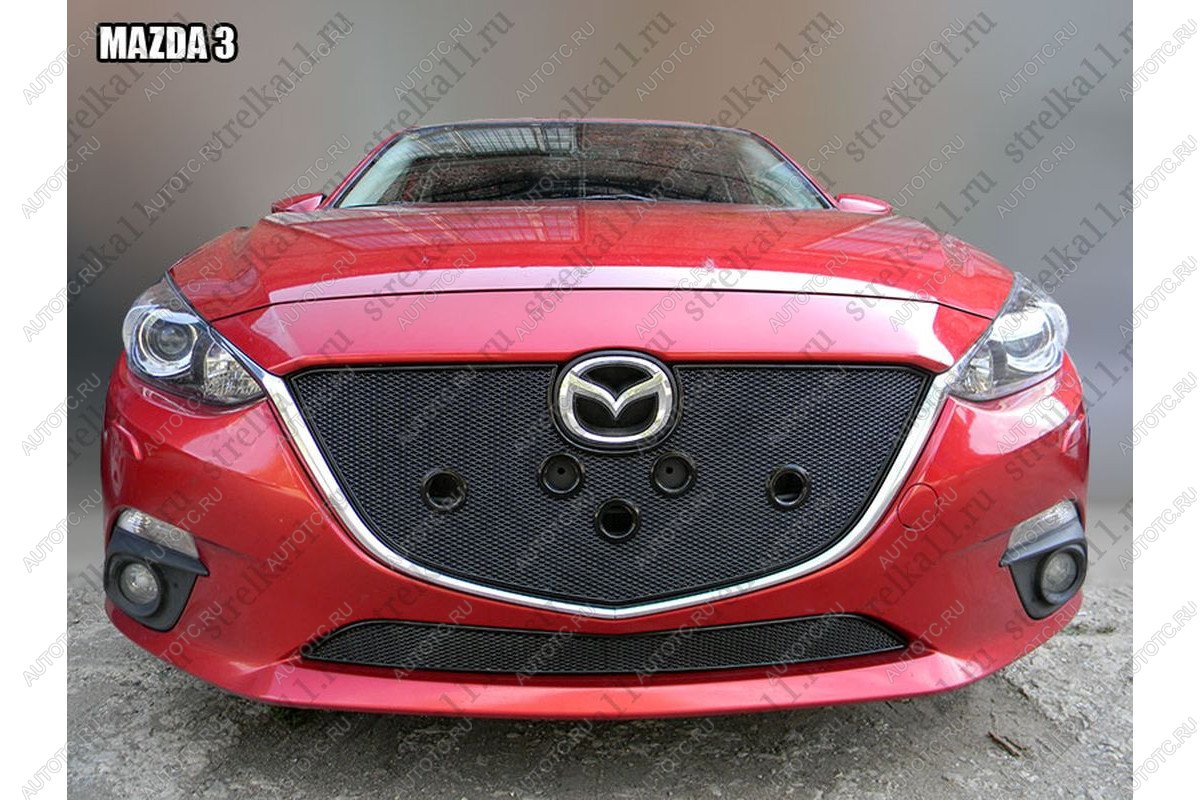 799 р. Зимняя заглушка решетки радиатора (низ) премиум Стрелка11 Mazda 3/Axela BM дорестайлинг, хэтчбэк (2013-2016) (черная)  с доставкой в г. Керчь