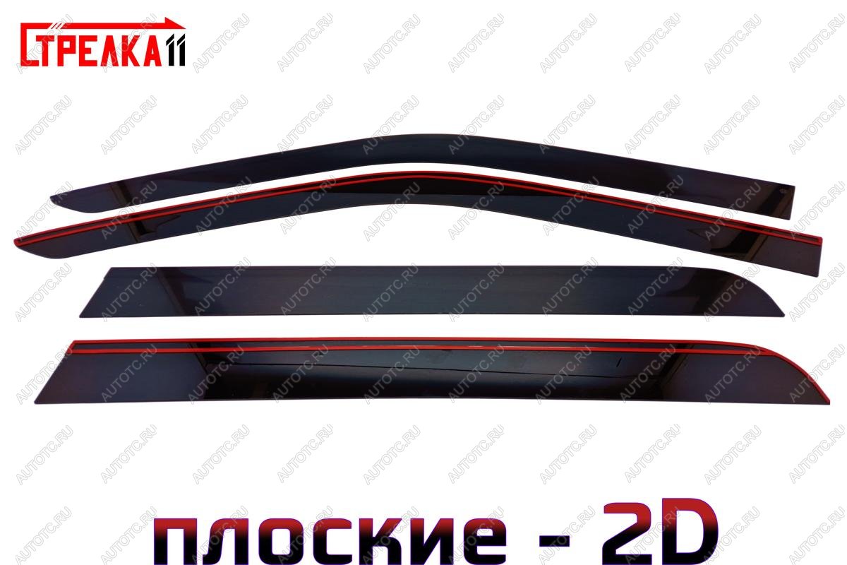 3 799 р. Дефлекторы окон 2D Стрелка11 Honda Pilot YF4 дорестайлинг (2008-2011) (черные)  с доставкой в г. Керчь