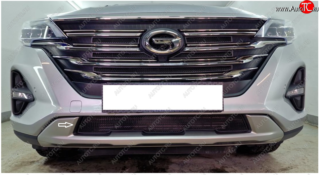 2 299 р. Защитная сетка в бампер (низ, ячейка 3х7 мм) Alfeco Стандарт GAC GS5 (2018-2025) (Чёрная)  с доставкой в г. Керчь