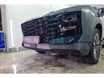 2 559 р. Защитная сетка в бампер (низ, 2 части, ячейка 3х7 мм) Alfeco Стандарт  Jetour Dashing (2022-2025) (Хром)  с доставкой в г. Керчь. Увеличить фотографию 2