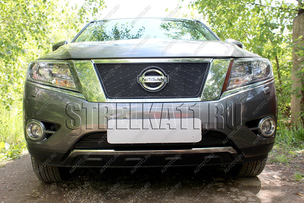 6 999 р. Защита радиатора (низ 2 части) Стрелка11 PREMIUM Nissan Pathfinder R52 дорестайлинг (2012-2017) (черная)  с доставкой в г. Керчь
