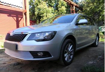 4 649 р. Защита радиатора Стрелка11 PREMIUM Skoda Superb B6 (3T5) универсал рестайлинг (2013-2015) (хром)  с доставкой в г. Керчь. Увеличить фотографию 2