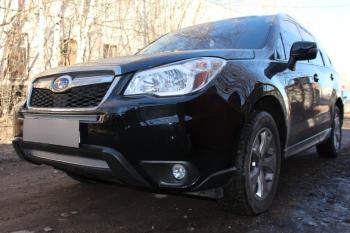 3 599 р. Защита радиатора (низ) Стрелка11 PREMIUM Subaru Forester SJ дорестайлинг (2012-2016) (хром)  с доставкой в г. Керчь. Увеличить фотографию 2