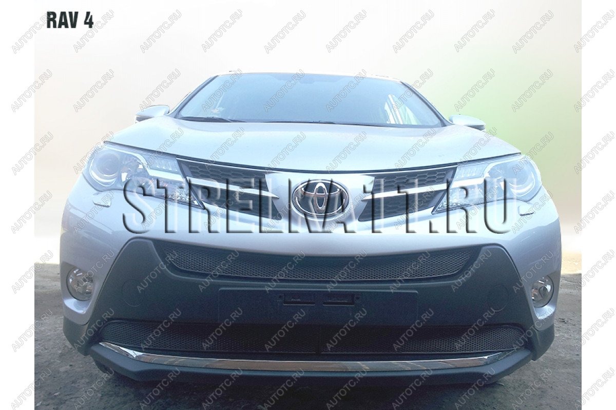 10 649 р. Защита радиатора (3 части) (Комфорт, Элеганс, Престиж) Стрелка11 PREMIUM  Toyota RAV4  XA40 (2012-2015) 5 дв. дорестайлинг (черная)  с доставкой в г. Керчь